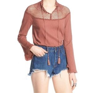 Free People Dusty Rose Crochet Blouse
